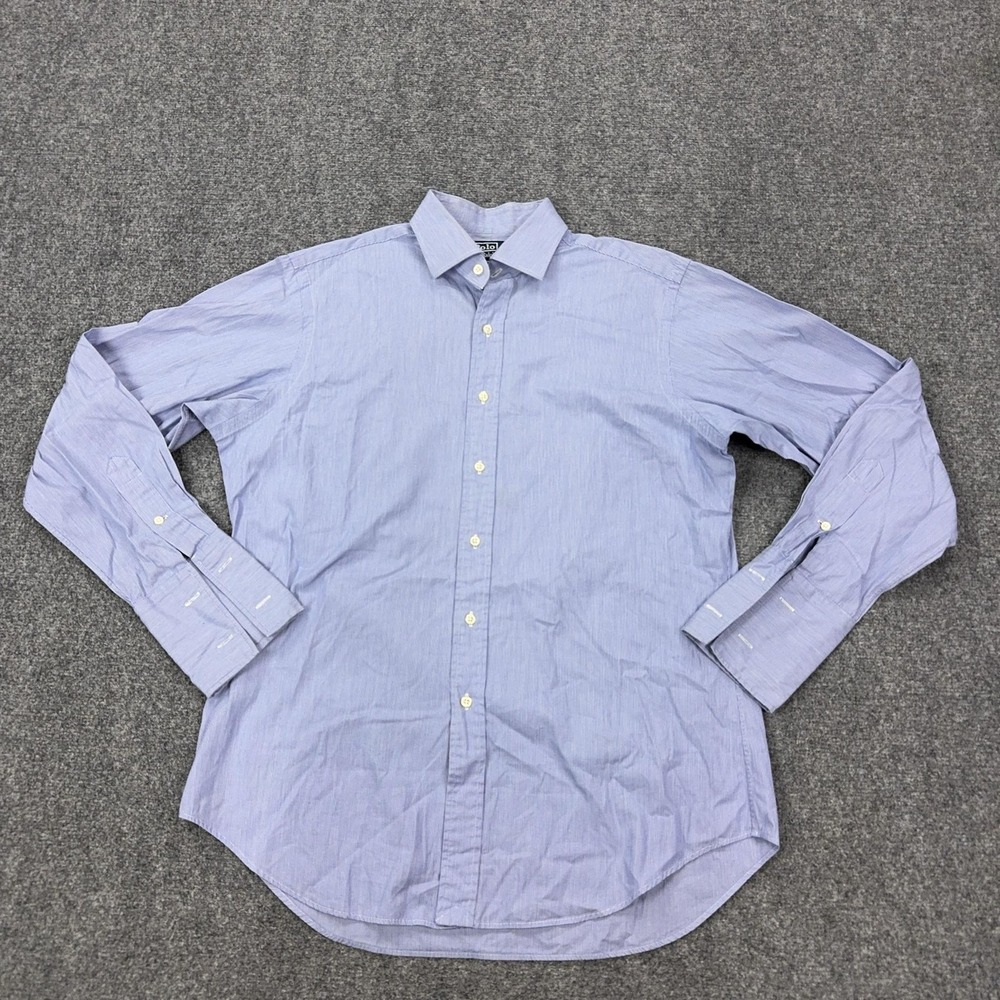 Vintage Polo By Ralph Lauren Dress Shirt Mens 16 34/35 Blue Pinstripe Regent